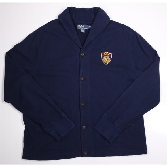 Polo Ralph Lauren Men's Navy Blue Shawl Cardigan Cotton Acrylic Sweater XXL - Picture 1 of 5